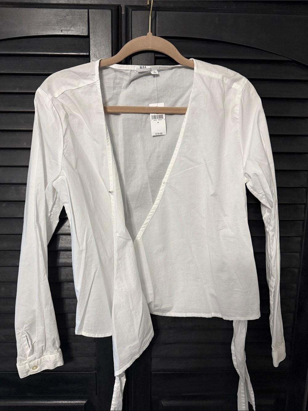 GAP White Wrap Tie-Front Long-Sleeve Shirt